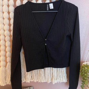black ribbed crop cardigan